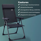 CASARIA® Sillas de Jardín Juego de 4 Plegables Ajustables en 7 Direcciones de Aluminio con Respaldo Alto Función Reclinable Silla de Camping Plegable para Balcón Silla Plegable Respaldo Alto