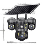 Cámara solar con WiFi V380 PRO de 3 lentes, 1080P, resistente al agua, HD, para exteriores, CCTV, visión nocturna, audio bidireccional, cámara de red con seguimiento de movimiento, cámara PTZ, seguimiento automático, alarma y visión nocturna en color, rot