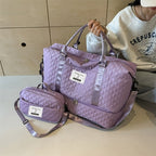 Set de Bolso Duffel de Viaje, Bolso de Fin de Semana para Mujer con Bolso de Hombro, Bolso de Mano de Noche con Compartimento para Zapatos, Bolso de Gimnasio para Yoga con Bolsa para Zapatos con Bolsillo Húmedo, Bolso de Hospital para el Trabajo de Parto