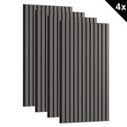 Conjunto de paneles acústicos de 4 piezas, paneles de pared hechos de chapa de madera auténtica, paneles acústicos de listones para paredes, paneles de madera en relieve 3D y fieltro acústico, tamaño 120 x 60 cm, color madera antracita marrón
