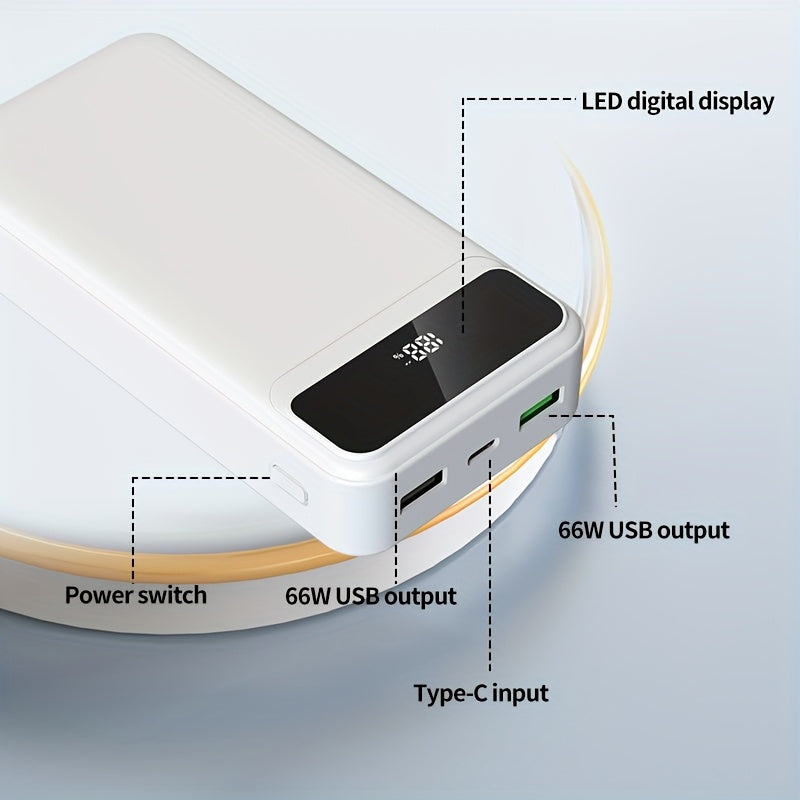 Batería externa | PD66W Carga Súper Rápida, Batería Portátil de Alta Capacidad 50000mAh, Pantalla LED de Energía/Puertos de Salida Rápida Dobles