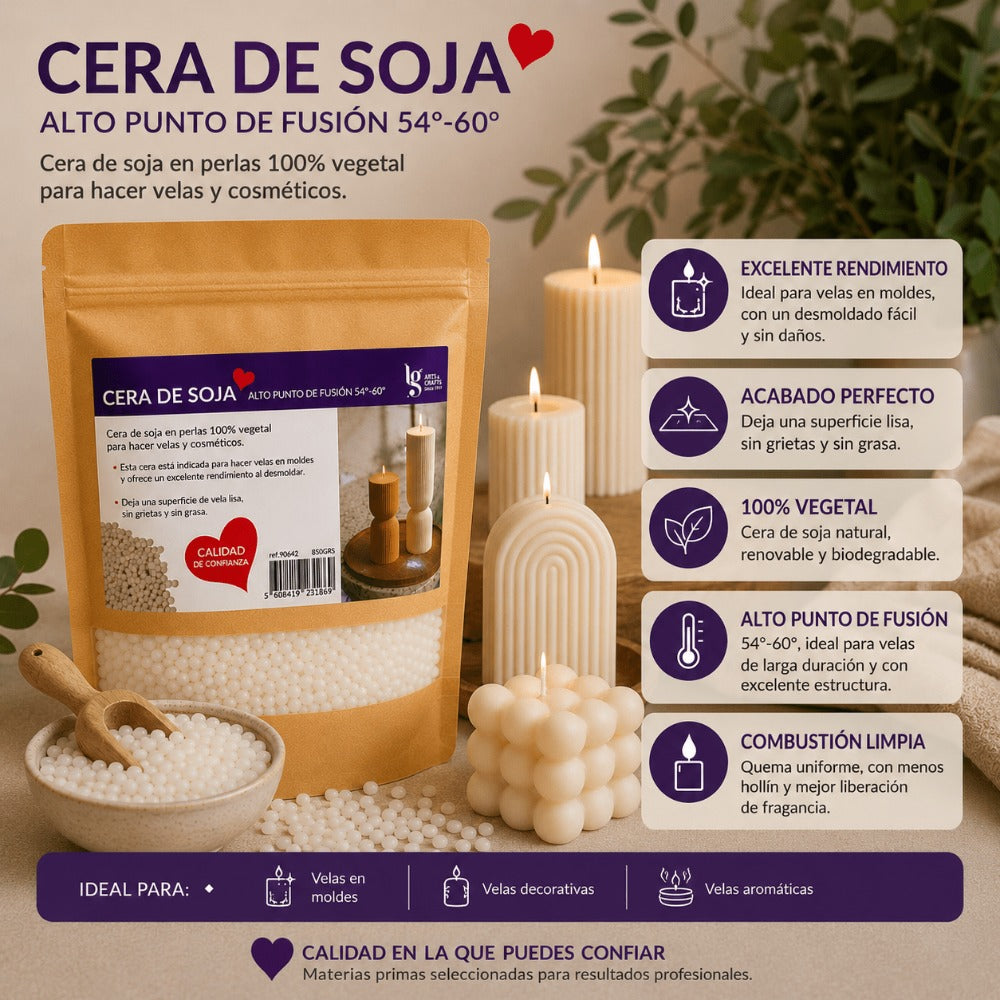 Perlas de cera de soja 100 % vegetal para velas, alto punto de fusión 54-60 °C, calidad profesional, ideal para velas moldeadas, fácil desmolde, acabado liso sin grietas, material de manualidades prémium para hacer velas aromáticas y decorativas, textura