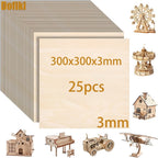 Dofiki 25/40 piezas de contrachapado de tilia de 300x300x3mm, lámina de madera sin acabar, adecuada para manualidades DIY, grabado y corte láser, pirograbado, pintura, creación de maquetas