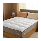 Topper de colchón Cloud 600 GSM, suave y transpirable, hecho de fibras vírgenes - Tejido suave y agradable, diseño ondulado cómodo, correas elásticas de sujeción, lavable a máquina