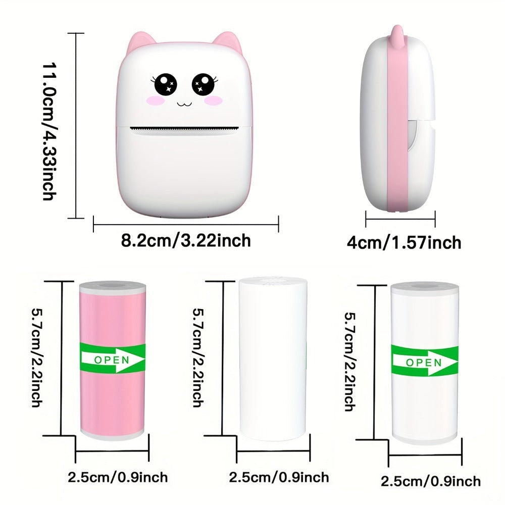 Mini impresora portátil, impresora de etiquetas de bolsillo inalámbrica, incluye un kit de impresora multirrollo, mini impresora compatible con iOS y Android, ideal para etiquetas, notas, listas de tareas y proyectos de bricolaje