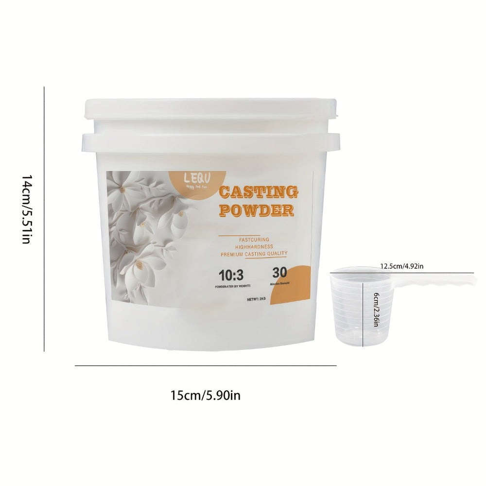 Polvo de fundición de resina en cubo de 2000g/3000g, kit de fundición de resina de curado rápido apto para principiantes, desmolde en 20-30 minutos, polvo de moldeo de yeso hidroactivo fácil de mezclar para escultura hecha a mano, arte casero DIY