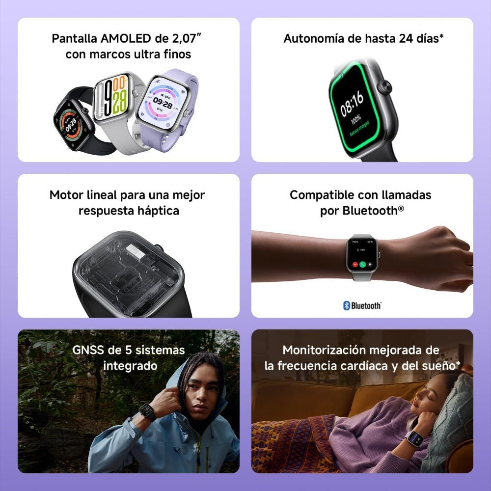 XIAOMI Redmi Watch 5, Llamadas Bluetooth, 2.07" Pantalla AMOLED, Monitor de Frecuencia Cardíaca, Seguimiento del Sueño, Cancelación de Ruido, Control de Cámara