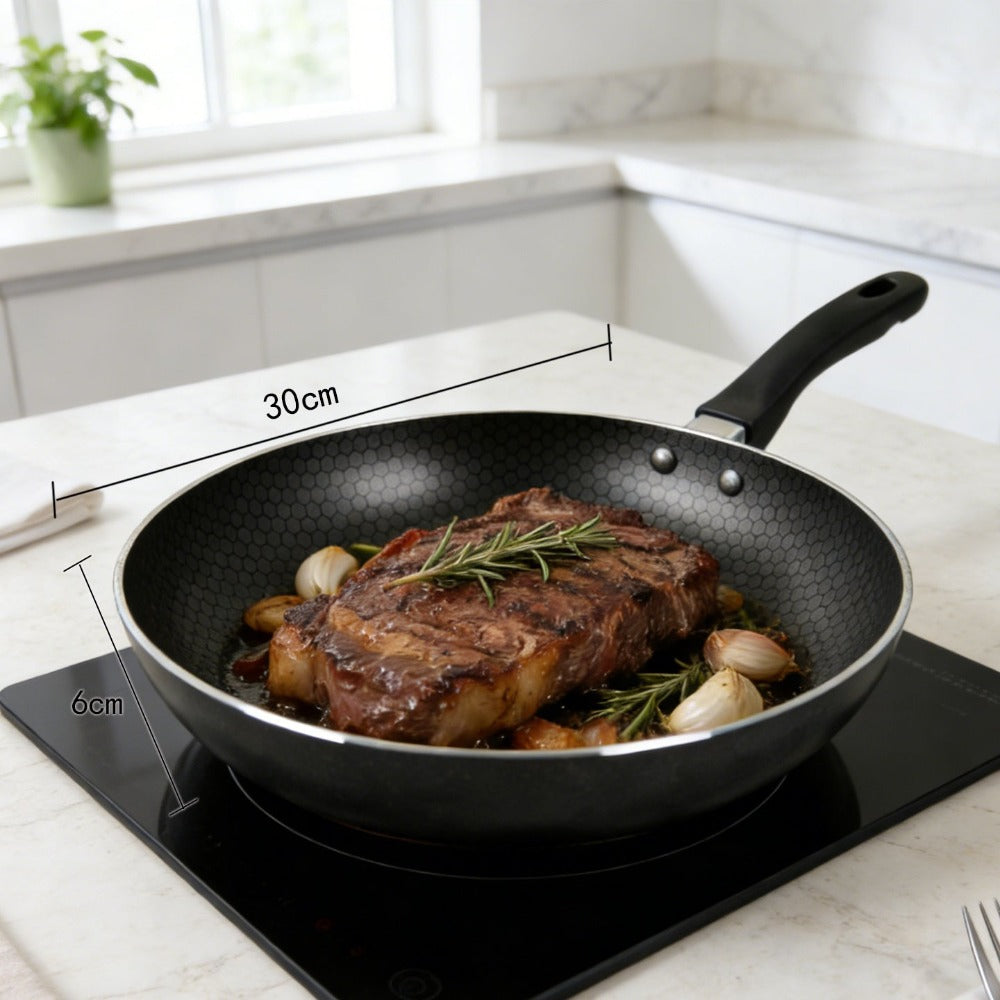 Sartén de cocinar | Sartén multifuncional para hogar | Sartén de aluminio sin revestimiento antiadherente | Exclusiva para inducción y cocina de gas | Utensilio de cocina universal de sartén plana