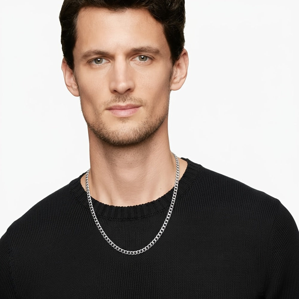 Collar de plata 925 para hombre, cadena cubana de 5 mm, accesorios de joyería estilo hip hop para fiestas, regalos para hombres, San Valentín, aniversario, cumpleaños, regalo para el Día del Padre, empaque en caja