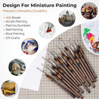 Juego de 21 pinceles en miniatura para pincelado seco, pinceles de detalle para pintar modelos con acrílico y acuarela, pinceles finos para pintar por números en miniaturas con rollo de tela, regalo perfecto