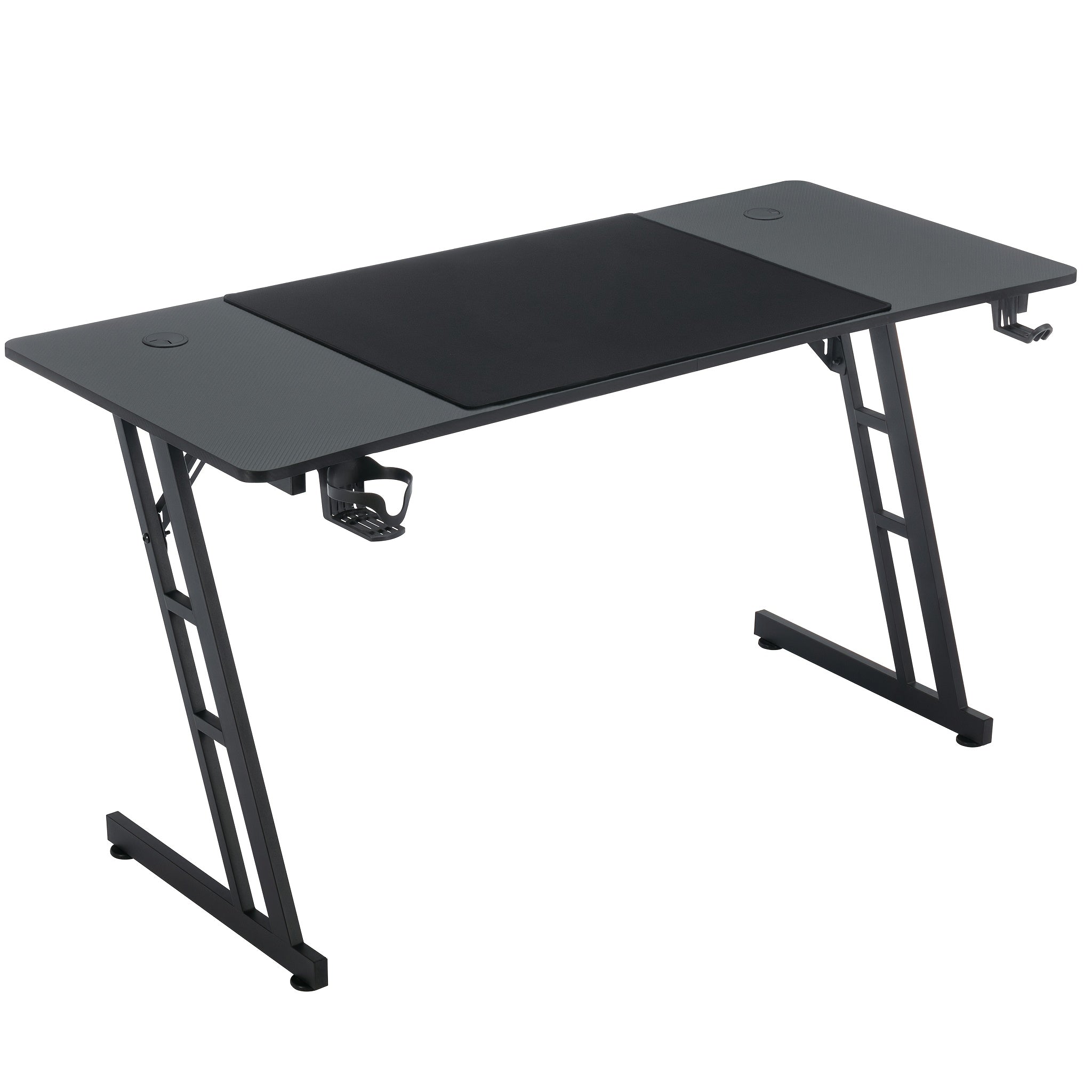 Mesa Gaming Mesa Gaming Escritorio Negro Tapa de Fibra de Carbono Mesa de Ordenador Gamer Mesa de PC Ergonómica con Agujero para Cables