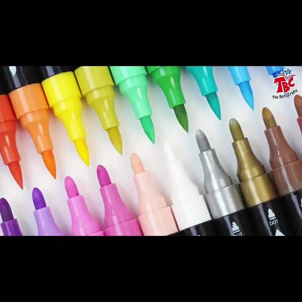 TBC The Best Crafts Plumas de caligrafía de punta doble 48/108, bolsa de lona de primera calidad con diseño de doble cremallera, no tóxicas, inodoras, aptas para papel, cerámica, piedras, vidrio, pintura al aire libre, para uso artístico profesional