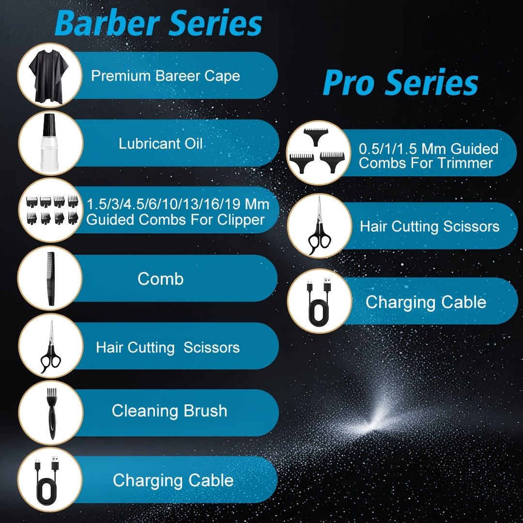 Cortapelos Profesional para Hombres, Juego de Cortapelos y Recortadoras Inalámbricas de Metal, Kit de Corte de Cabello con Pantalla LCD, Recortadora de Barba y Cabello con Cuchilla T de Cero Espacio, Regalo para Hombres