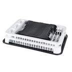 Escurridor de platos plegable de gran capacidad con bandeja de goteo, secador de platos