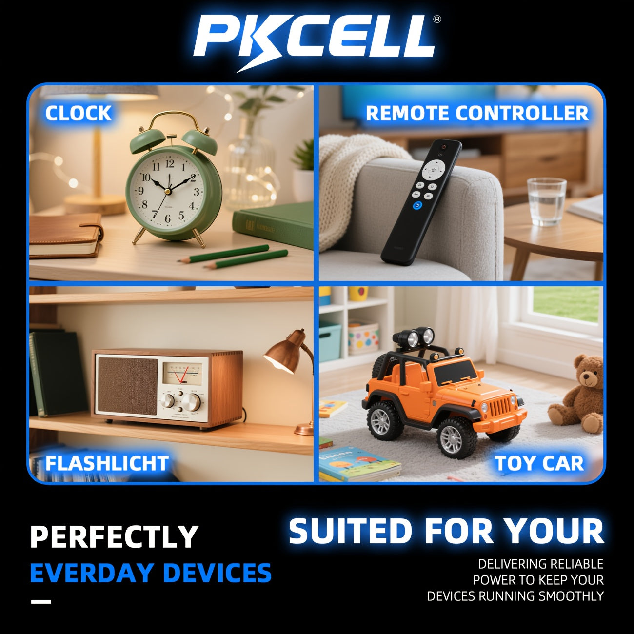 Pilas alcalinas | PKCELL 60 pilas AA alcalinas ideales para accesorios de PC (ratón, teclado) y hogar inteligente (control remoto, báscula