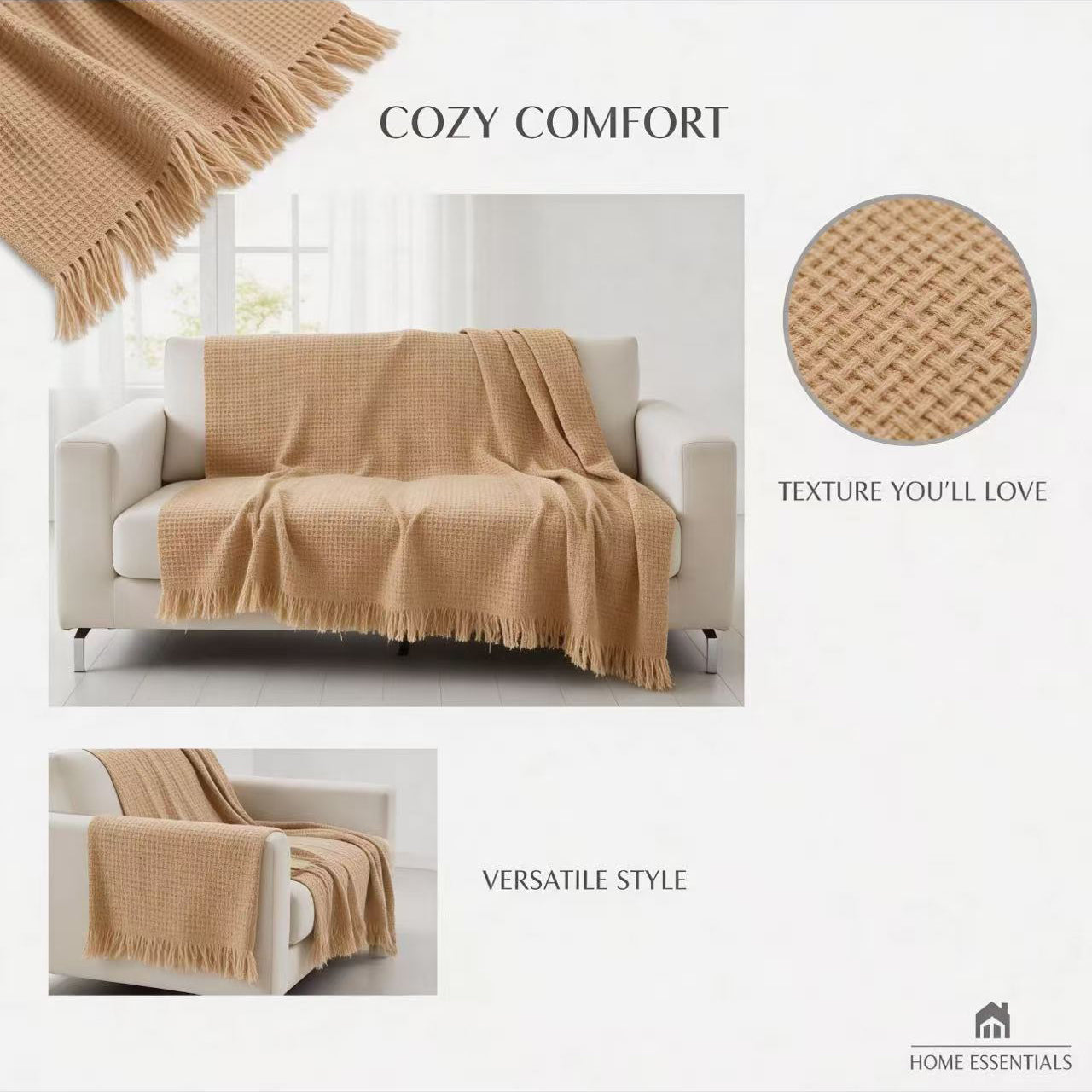 Colcha Multiusos de Algodón para Sofá y Cama, Manta Multiusos Four Seasons con Flecos, Cubresofá Elástico y Transpirable, Protector de Sofá Cubrecama Moderno