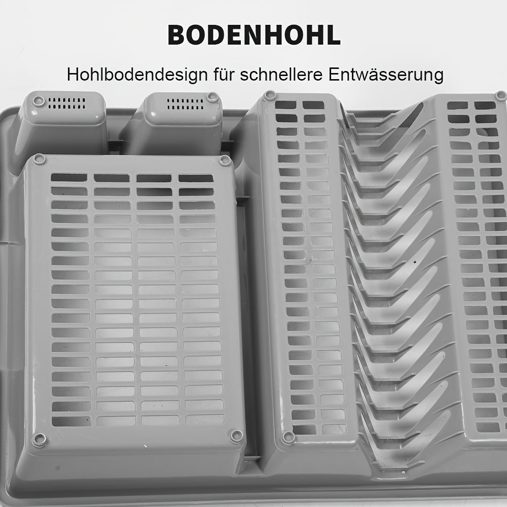 1pc Cesta de drenaje de cocina, escurridor de platos, escurridor de fregadero, gris, con soporte inferior para fregadero, base de bandeja de goteo, drenaje rápido, resistente y duradero, adecuado para escurrir platos, palillos y cucharas
