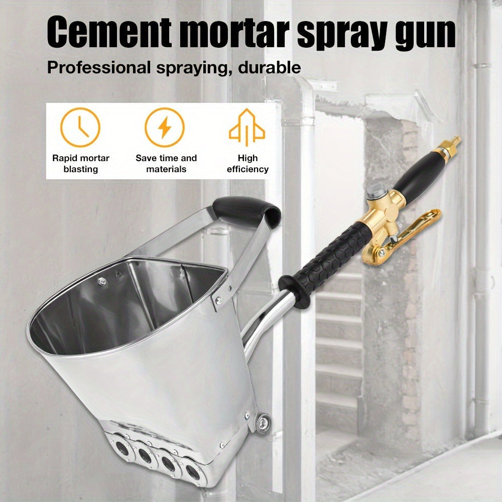 Pistola de Cemento Profesional de Alta Calidad con 4 Agujeros, Pistola de Mortero para Uso Doméstico, Pulverizador de Yeso con Depósito Extra Grande, Herramienta para Pintar Paredes y Techos de Casas