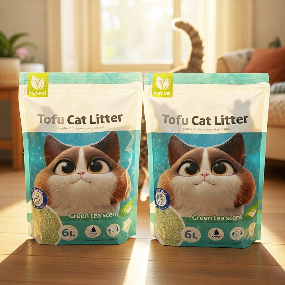 2X Arena Aglomerante para Gatos Arena de Tofu para Gatos sin Polvo Fácil de Aglomerar Controla los Olores se Lanza en el Inodoro