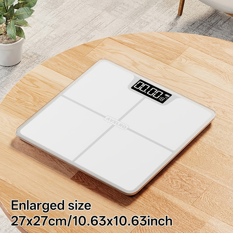 Báscula de baño de alta precisión, báscula electrónica de cuerpo con pantalla LCD ultradelgada con visualización de temperatura, inicio automático al pesar, pesaje hasta 180 kg, cambio de unidad LB/KG, diseño de plataforma de vidrio templado antideslizant