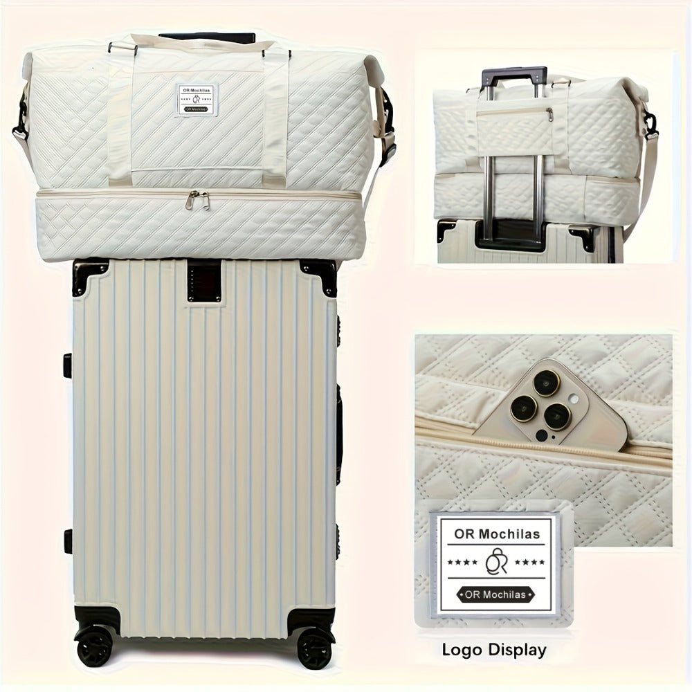 Set de Bolso Duffel de Viaje, Bolso de Fin de Semana para Mujer con Bolso de Hombro, Bolso de Mano de Noche con Compartimento para Zapatos, Bolso de Gimnasio para Yoga con Bolsa para Zapatos con Bolsillo Húmedo, Bolso de Hospital para el Trabajo de Parto