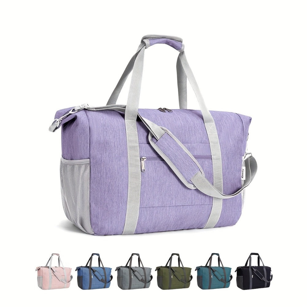 Bolso de mano plegable y ligero de 30L, aprobado por aerolíneas, 18x14x8 pulgadas, compatible con TSA, con bolsillo húmedo, para viajes nocturnos y gimnasio (esencial de viaje unisex 2026)