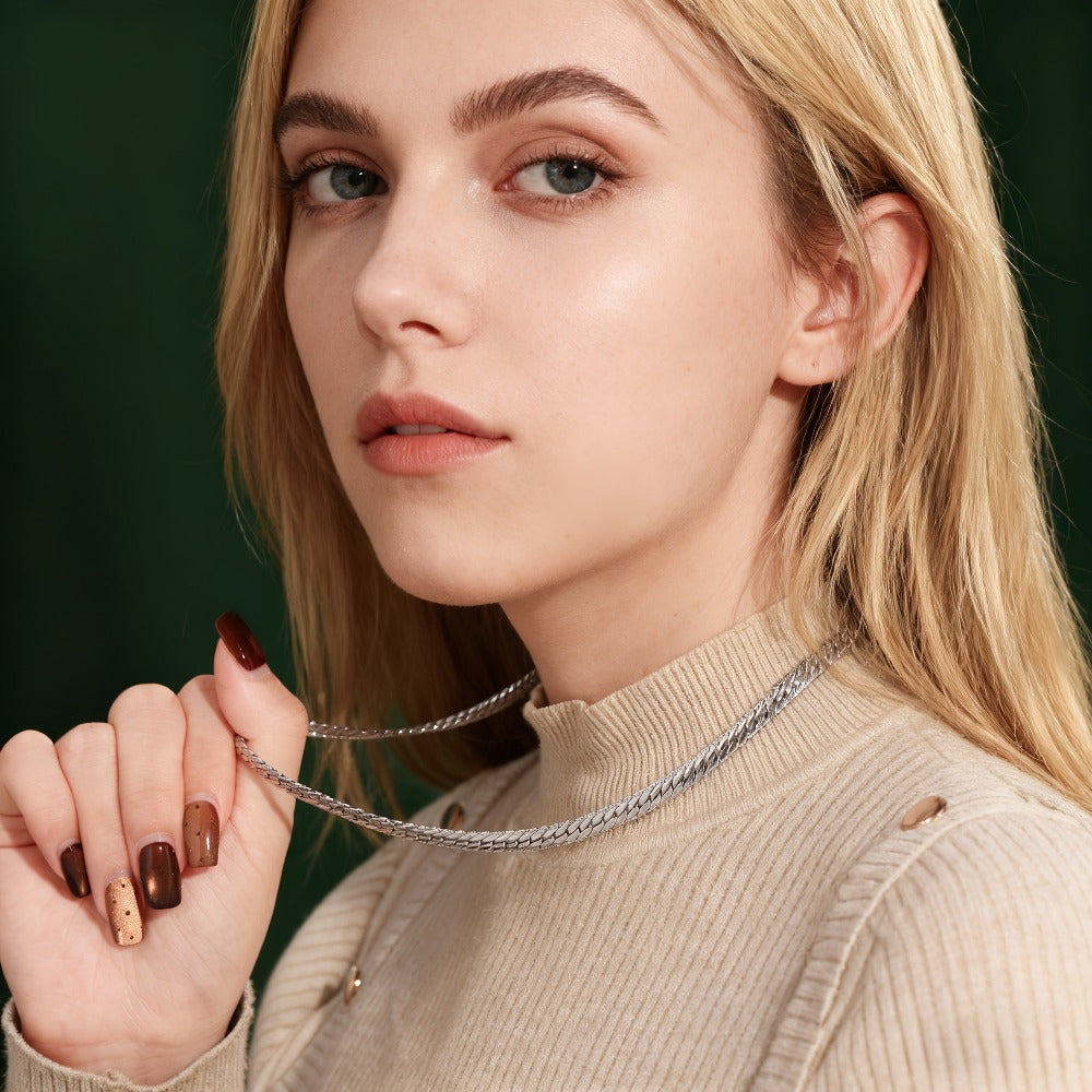 Collar de Cadena Plateada, Joyería de Plata 925, un Regalo para Mujeres, un Regalo para Hombres, un Regalo para Amigos y Colegas, Collar de Regalo de Cumpleaños, Regalo de Fiesta, Regalo de Luna de Miel, Collar de Regalo de San Valentín, Collar para Parej
