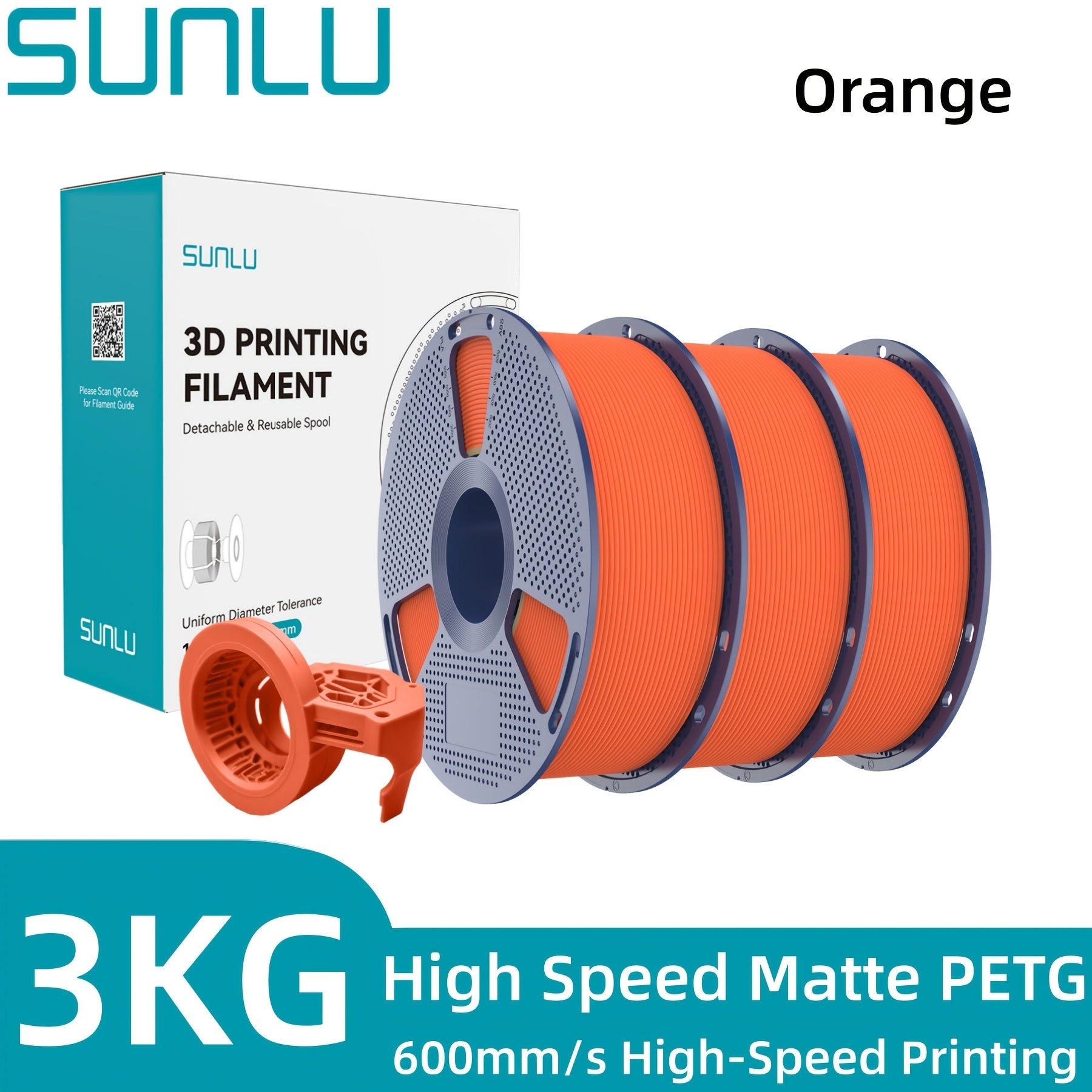 SUNLU Filamento PETG de Alta Velocidad, Filamento PETG para Impresión 3D, Menos Desprendimientos, Buena Adhesión de Capas, Alta Resistencia a la Tracción, Soporte para Impresión de Alta Velocidad de 50-600 mm/s, 3kg (6.6lbs)