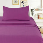 Juego de Sábanas Ligero Suave Fresca 4 Piezas para Cama de 90/105/135/150 cm – 100%Microfibra – Incluye Sábana Bajera Ajustable con borde elástico de 25 cm de profundidad, Sábana Encimera y 2 Fundas de Almohada – Suave, Transpirable y Confortable