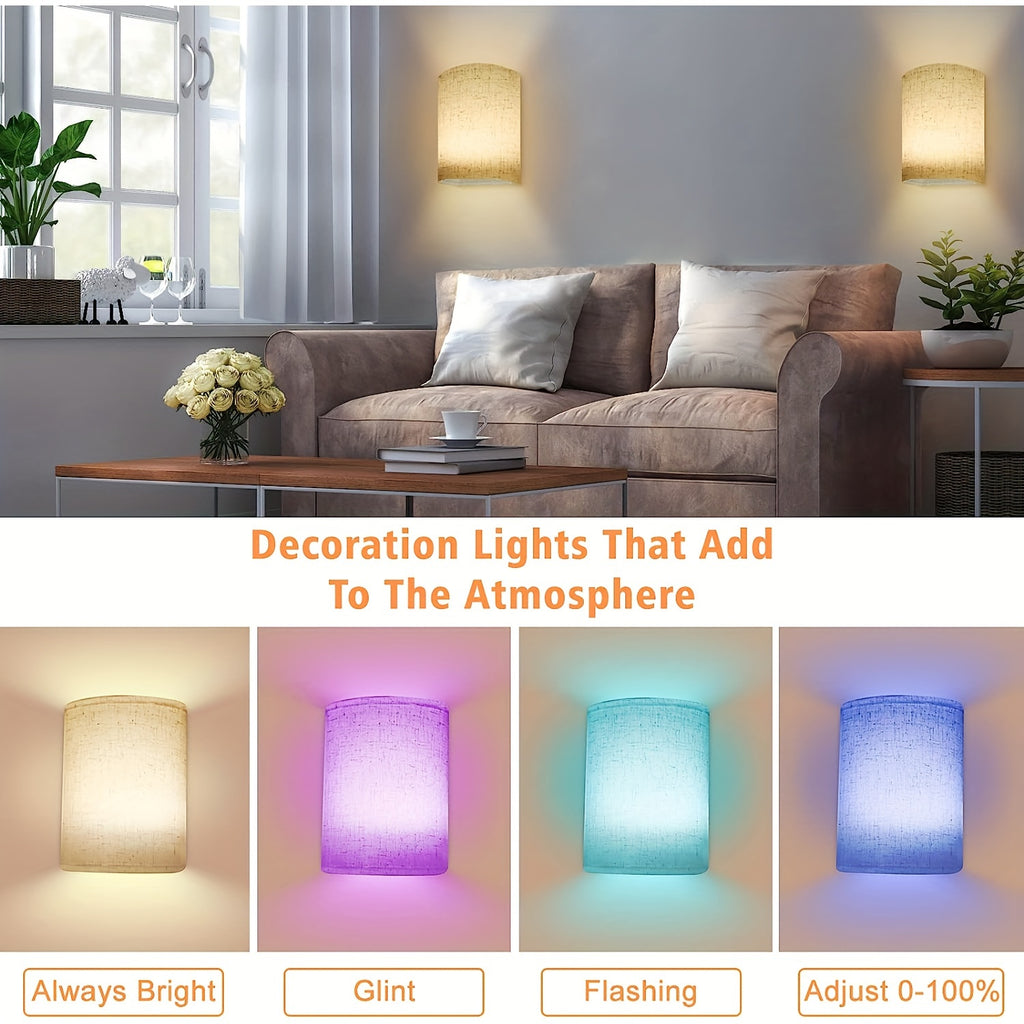 Aplique de pared para iluminación de pasillo, salón y dormitorio | Juego de 2 piezas y 2 piezas y control remoto