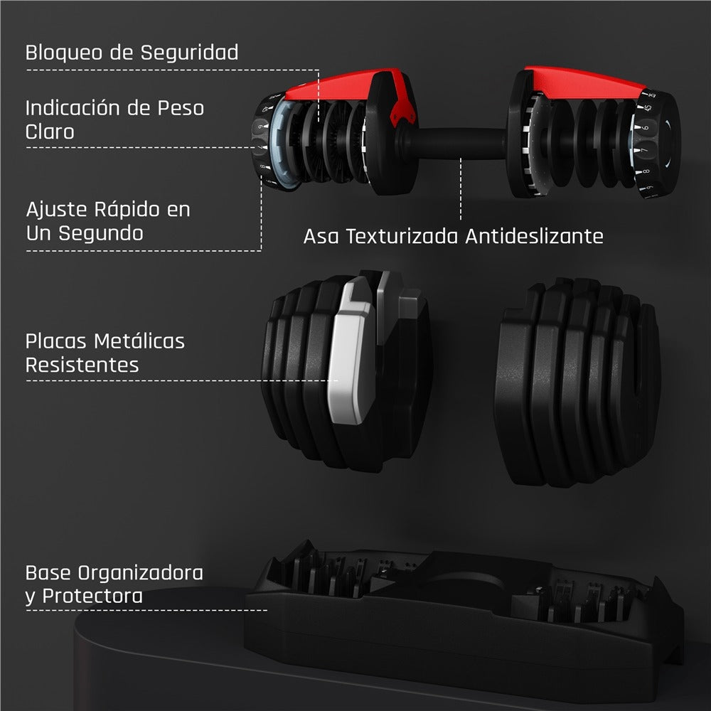 Costoffs Mancuernas Ajustables 15 en 1 con Ajuste Rápido de 1 Segundo, Mancuernas Cortas para Entrenamiento de Fuerza, Entrenamiento, Entrenamiento Físico, Pesos Ajustables para Hogar y Gimnasio