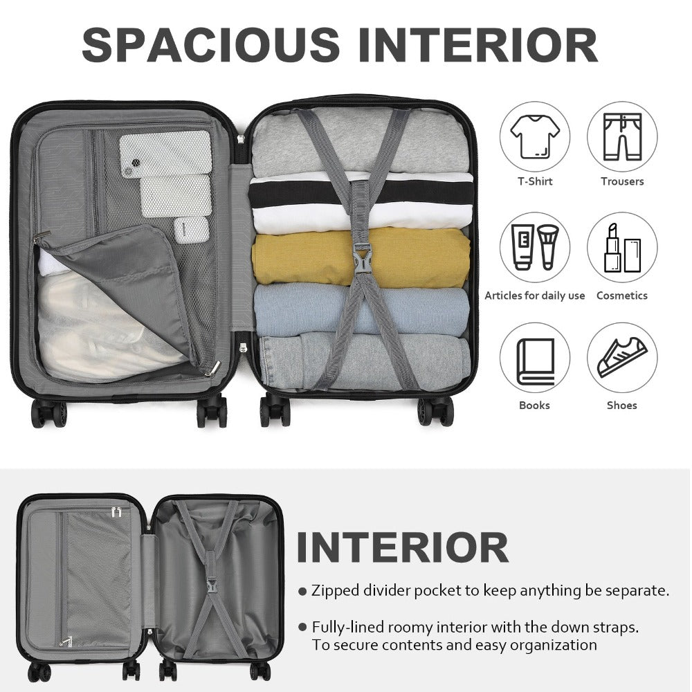 1 pieza de maleta de cabina de 20 pulgadas (55 cm) de ABS prémium con candado de combinación seguro para viajes sin esfuerzo, regreso a clases, regalo de vacaciones