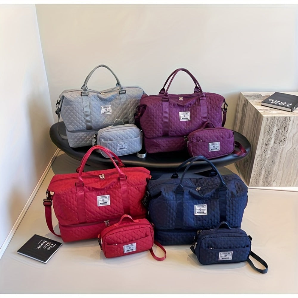 Set de Bolso Duffel de Viaje, Bolso de Fin de Semana para Mujer con Bolso de Hombro, Bolso de Mano de Noche con Compartimento para Zapatos, Bolso de Gimnasio para Yoga con Bolsa para Zapatos con Bolsillo Húmedo, Bolso de Hospital para el Trabajo de Parto