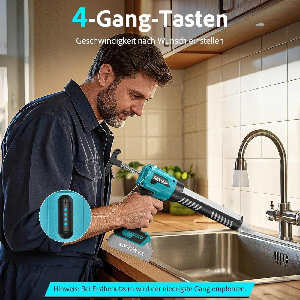 Pistola de cartuchos eléctrica compatible con batería Makita de 18V, para decoración del hogar con 4 velocidades ajustables, jeringa de silicona profesional para batería para cartuchos de 300ml (sin batería)