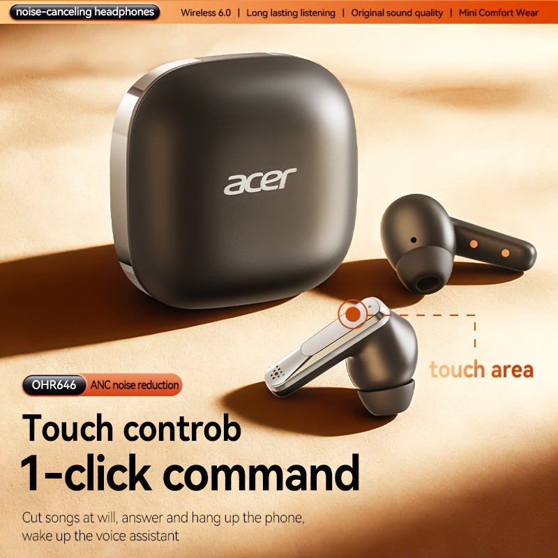Auriculares Bluetooth | [Acer] Nuevos Auriculares Inalámbricos con Cancelación Activa de Ruido: Espera Ultra Larga, Mini Portátiles, Ajuste