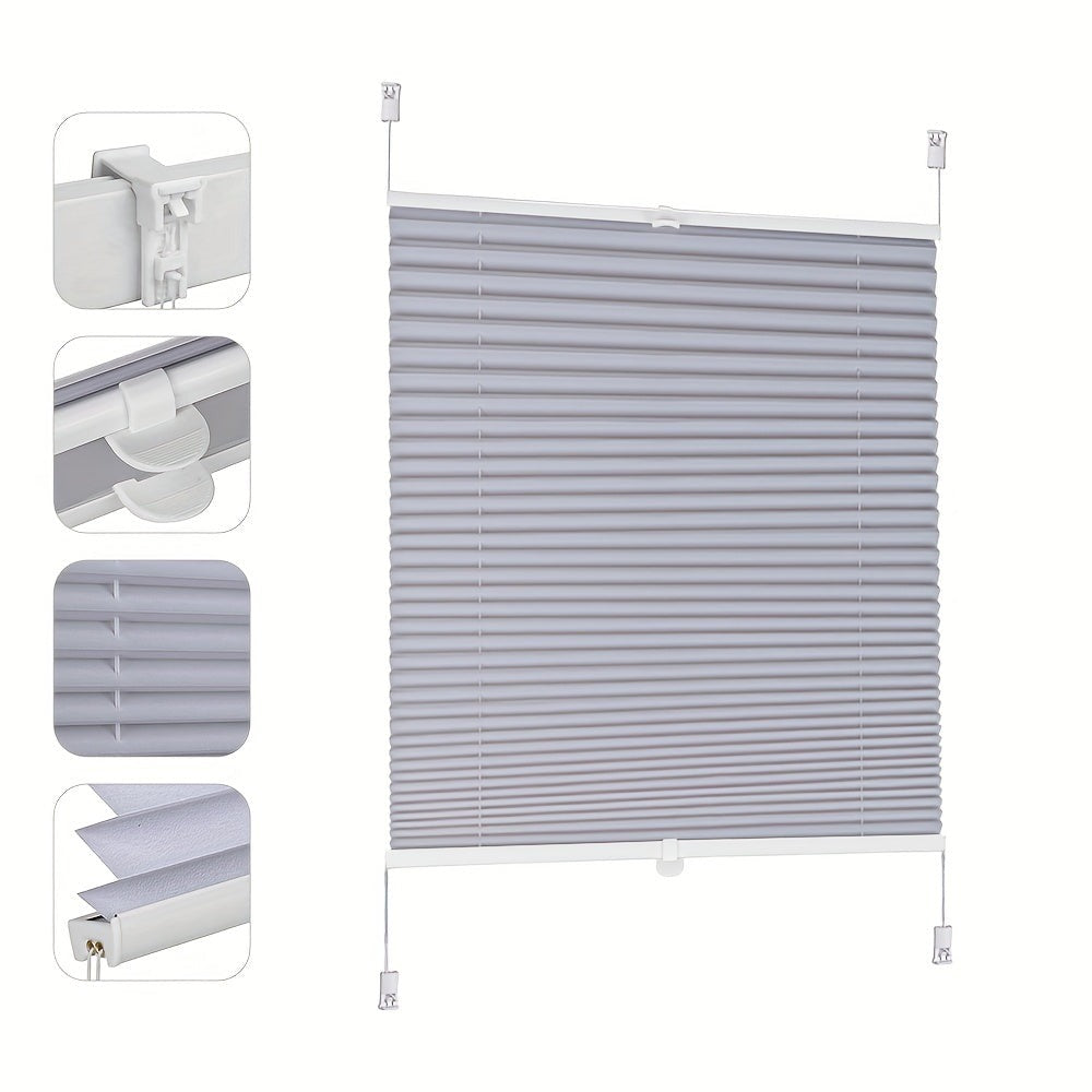 Persianas plisadas con cordón Sekey, aptas para - Cubiertas de ventana opacas sin taladro, de sujeción con abrazadera/tensadas, paneles de bloqueo con cordón para protección solar, sistema con cordón para dormitorios, persianas para el deslumbramiento