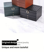 Joyero de tres capas de terciopelo y piel sintética, compacto y portátil para guardar aretes, anillos, collares y otros suministros para hacer joyas