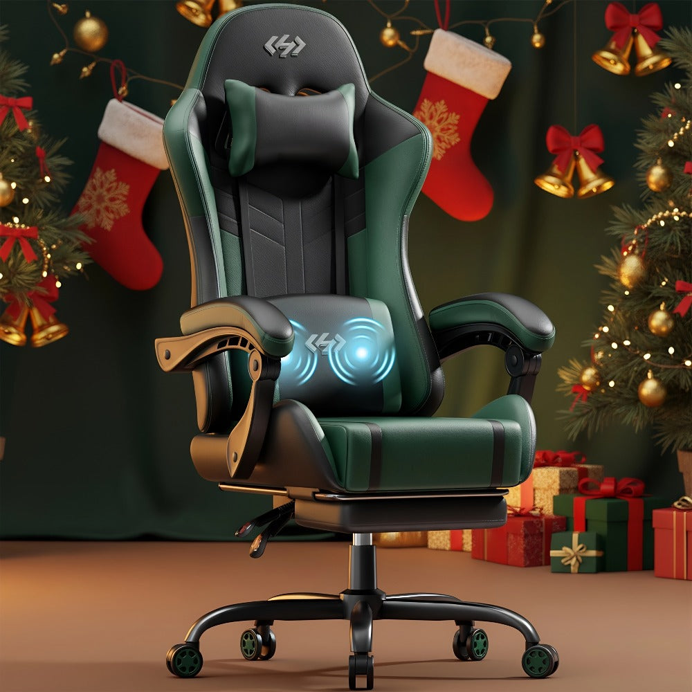 Silla de gaming, silla ergonómica para videojuegos para adultos, silla de ordenador para gamer con reposacabezas, soporte lumbar de masaje, silla de oficina giratoria