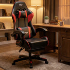 Silla de gaming ergonómica, silla de oficina con altura y respaldo ajustables, silla de oficina para computadora con soporte lumbar, reposapiés y reposacabezas, silla de gaming giratoria 360° con reposabrazos articulados