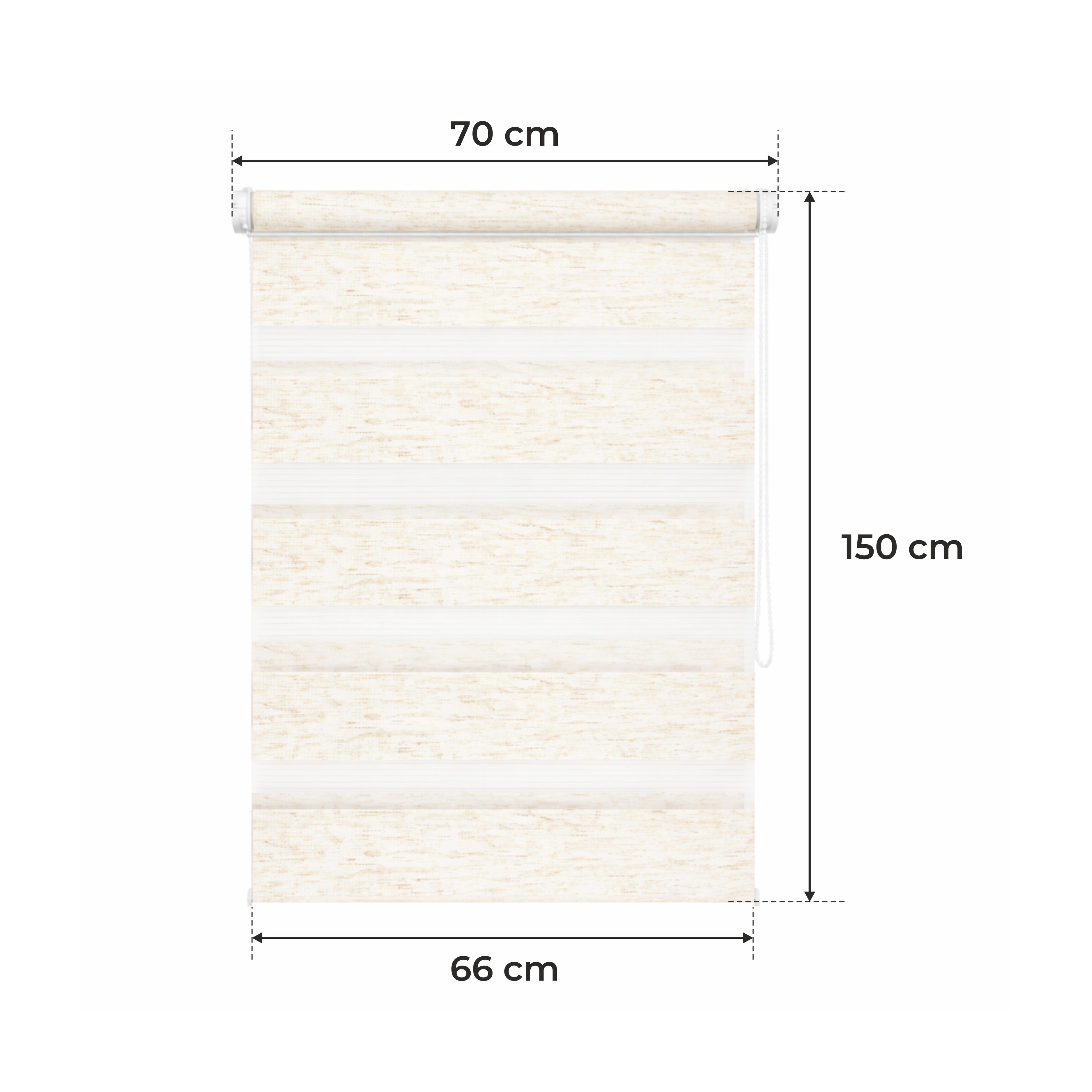 Persiana Día y Noche - Beige Melange - 32 Tamaños - BOJANEK Día y Noche - Instalación No Invasiva en Ventanas, Sin Necesidad de Taladrar, Ajuste por Cadena, Soportes Ajustables para Diferentes Grosos de Ventanas, Diseño Moderno, Protección de Luz y Privac