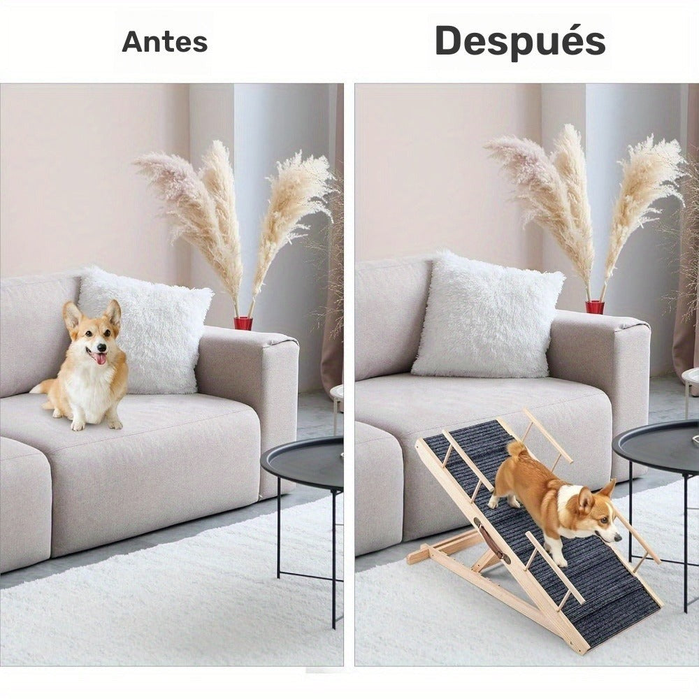 Escaleras y Rampas para Perros Plegables y Ajustables en Altura, Antideslizantes, Capacidad de Carga Hasta 80 kg, Rango de Ajuste de Altura de 30 cm a 60 cm