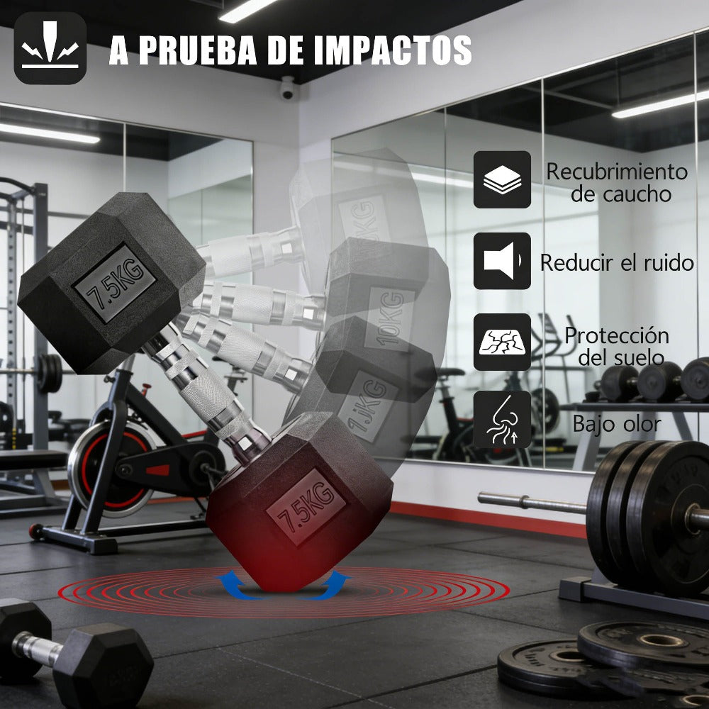 Mancuernas de hierro macizo, juego de mancuernas hexagonales de hierro fundido, con pesos de 2,5 kg, 5 kg, 7,5 kg, 10 kg, 12,5 kg, 15 kg, 20 kg y 25 kg, adecuados para entrenamientos en casa y en el gimnasio, ideales para el entrenamiento de brazos, yoga