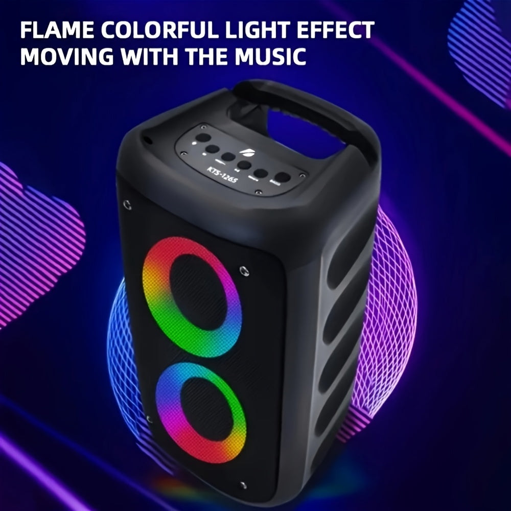 Altavoz Bluetooth | Altavoz Boombox Inalámbrico con Subwoofer: Gran Altavoz Estéreo para Exteriores Equipado con Iluminación RGB y Capacidad TWS
