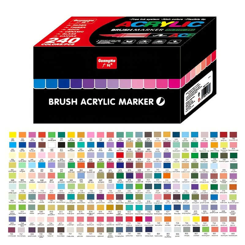 Rotuladores | Rotuladores de acrílico tipo pincel de líquido directo de 240/72/12 colores para pintar rocas, piedra, cerámica, vidrio