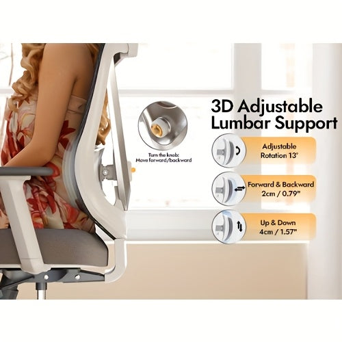 Silla de oficina | Silla de escritorio ergonómica de malla con estructura de respaldo en V, ruedas giratorias de 360 grados, cojín de asiento y