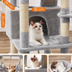 Rascador para gatos | Árbol para Gatos Feandrea de Gran Tamaño con Múltiples Niveles - 13 Postes Rascadores, 2 Plataformas y Hamaca Acogedora