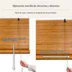 NQT Persiana Estor Enrollable de Bambú Natural, Protección Solar y Privacidad para Ventana