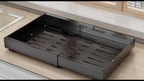 Juego de 4 organizadores extraíbles para gabinetes, cajones extensibles y ajustables (32.0cm-52.07cm de ancho), instalación sin taladro con adhesivo fuerte, estante deslizante de acero al carbono inoxidable, capacidad de carga de 27.22 kg