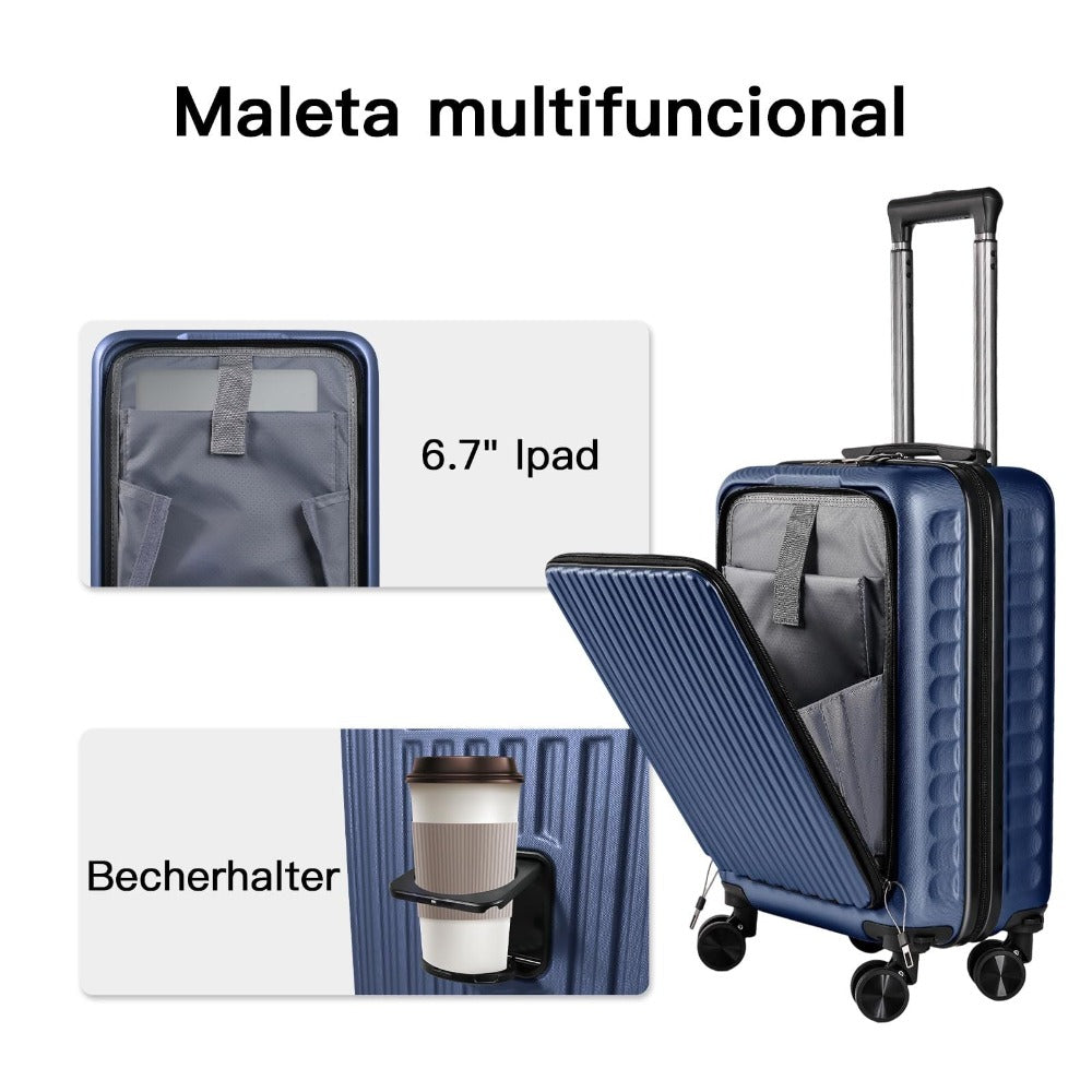 Una Maleta Cabina 55x35x20 Cm. , Equipaje Rígido Expandible De Material ABS, Con Ruedas Giratorias Desmontables Y Cerradura De Combinación, Que Cumple Con La Norma De Equipaje De Mano De 55x40x20 Cm. Ideal Para Adolescentes, Imprescindible Para Viajes En