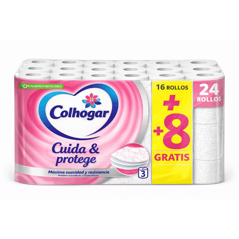 Papel Higiénico Colhogar Cuida & Protege – 3 Capas, Pack 4+2 Rollos (6 Rollos)